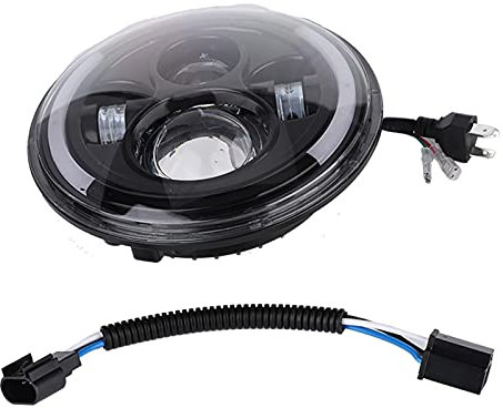 EBTOOLS Faro a LED per Motocicletta Faro Rotondo 150W 7 pollici LED Luce Anteriore Impermeabile Faro del Proiettore del Motociclo Fari Occhi di Angelo a LED Faro sostituzione per