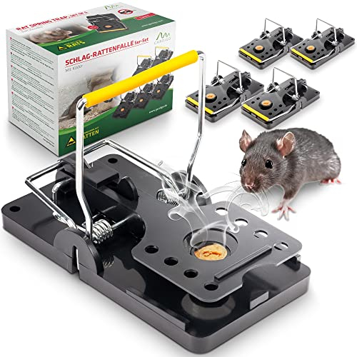 GARDIGO® Rattenfalle - 5er Set | Professionelle Schlagfalle zur Rattenbekämpfung | Wiederverwendbar und Hygienisch Dank Kunststoff | Drinnen & Draußen einsetzbar zum Ratten bekämpfen