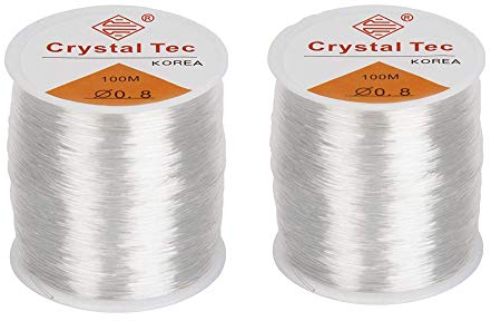 Xinlon 2 Stück Perlenfaden für die Schmuckherstellung, Elastic Bracelet String Cord Clear Stretchy, Elastic Beading Threads Schmuckherstellung String, Für Samenperlen, Edelsteinperlen, Glasperlen