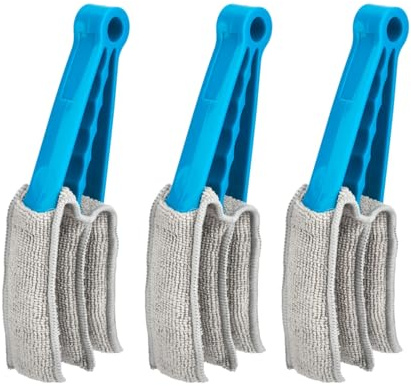 HOMESHOPA Triple Venetian Blind Cleaner, 3 Pack Window Blind Duster Brush Cleaner, Removable Washable Microfibre Sleeves For Wet Dry Cleaning Of Slats Venetian Blinds, Air Conditioner and Car AC Vent