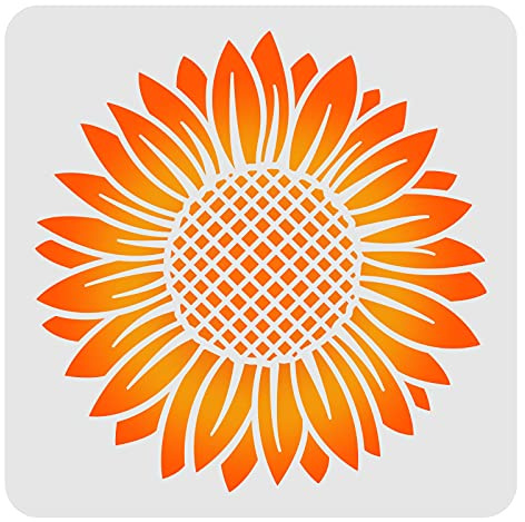 FINGERINSPIRE Sonnenblume Schablonenvorlage 30x30cm Kunststoff Große Blume Zeichnung Malschablonen Quadratische Wiederverwendbare Schablonen Für Malerei Und DIY-Projekte