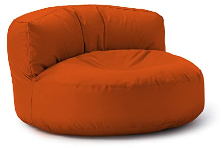 Lumaland Sittsäck för vardagsrum, saccosäck, rund – 320 l fyllning – orange 90 x 50 cm