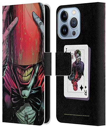 Head Case Designs Officially Licensed Batman DC Comics Red Hood Three Jokers Leather Wallet Case Compatible With Apple iPhone 13 Pro