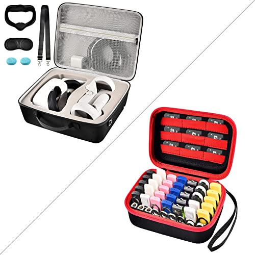 Hard Carrying Case for Oculus Quest 2 All-in-One VR Gaming Headset with USB Flash Drive Case Inside Red - 2 Pack