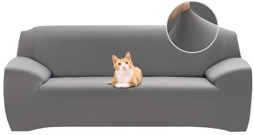 Jaotto Funda para Sofa 3 Plazas Funda Cubre Sofa Ajustable Fundas de Sofá Elasticas Extraíbles Lavables Antideslizante Protector Cubiertas de Sofá con Brazos de Sala de Estar,Griza