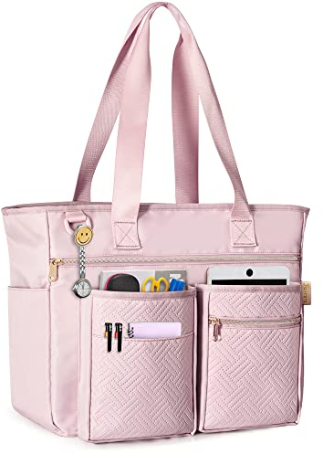 Fasrom Lehrertasche Groß, Arbeitstasche für Lehrer mit Gepolstertem Fach für Laptops und Lehrerbedarf, Rosa (Patent Design)