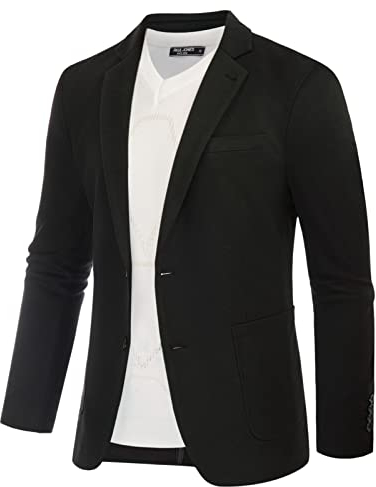 PJ PAUL JONES Jersey Blazer Herren Sportlich Regular Fit Modern Freizeit Business Anzugjacke (Schwarz, 2XL)