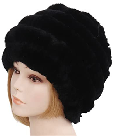 keusyoi Russische Wintermütze aus Pelz, für Damen, Strickfell, Bombermütze, warme Fellmütze