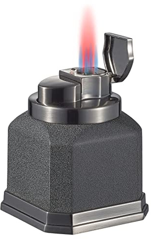 Visol Redferno Torch Quad Flame Refillable Gas Butane Lighter, Antique Metal Finish Windproof Adjustable Flame Table Lighter (Shipped Without Butane)
