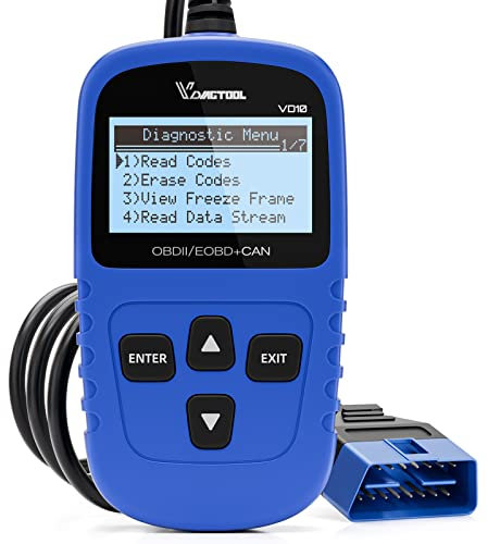 OBD2 Code Reader VDIAGTOOL VD10, OBD2 Scanner Engine EOBD For Turn Off CEL, Car Diagnostic Tool With Live Data/Freeze Frame/I/M Readiness for All OBD II Protocol Cars, New Version Fault Code Reader