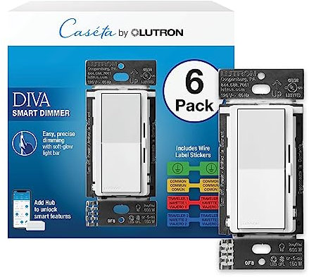 Lutron Caseta Diva Smart Dimmer Switch (Smart Hub Required), No Neutral Req