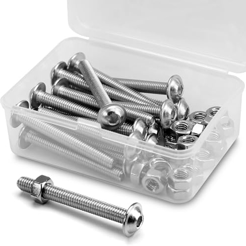 (20 set) M6 x 50 mm sexkantsskruvar med fläns och muttrar set 304 rostfritt stål linshuvudskruvar