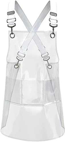 Theaque Barber Schürze Hair Stylist Transparente Schürze Verstellbare Kreuzgurt Arbeitsschürze für Damen Herren, Transparentweiß, Einheitsgröße