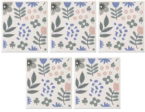 Uxcell Super Absorbent Quick Drying Reusable Kitchen Cleaning Cloths | Pulp cotton blend. Countertops, glassware, mirrors. Lint free, oil removal. 3D diamond surface. Flower-1 18cm x 20cm