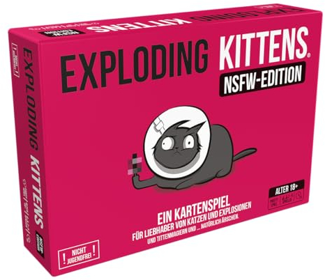 Exploding Kittens, Exploding Kittens: NSFW Edition (Auflage 2024), Grundspiel, Partyspiel, Version für Erwachsene, Nicht jugendfrei, 2-5 Spieler, ab 18+ Jahren, 15 Minuten, Deutsch