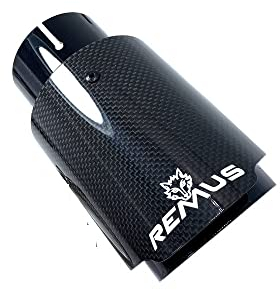 Auspuffblende Auto-Universal-Modifikation Edelstahl-Einzelauspuffrohr Vollcarbon-Logo glänzend schwarze Abdeckung Schalldämpferspitze for jedes Auto Auspuff Endrohr (Color : 63-76mm)