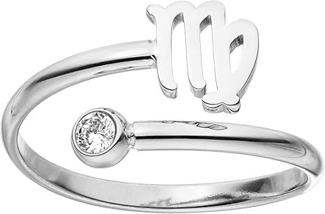 Purelei Sternzeichen Ring Jungfrau (Silber) – Wasserfester Damenring aus langlebigem Edelstahl – Verstellbare Ringe von Größe 60 bis 66 – Modeschmuck für deinen individuellen Look