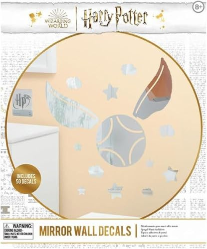 Harry Potter Golden Snitch speglade väggdekaler – officiellt licensierade varor för pojkar och flickor, sovrumsklistermärken dekor för alla åldrar, silvervinyl för Potter-film- och bokfans | Paladone