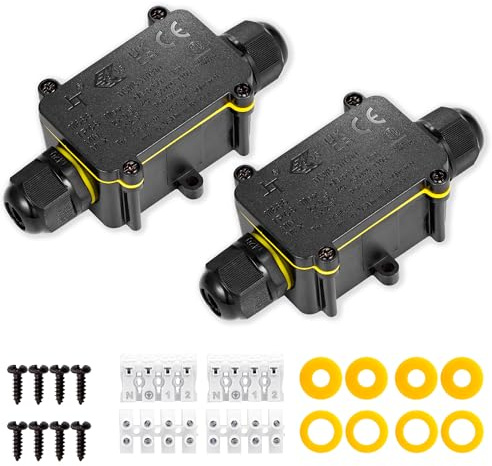 Abzweigdosen Wasserdichter IP68 2-Wege-Anschlussdose für Outdoor Erdkabel Klemmdose Abzweig Dose Kabelanschlußdose Verteilerdose, Kabelverbinder Ø 4mm-11mm (2)