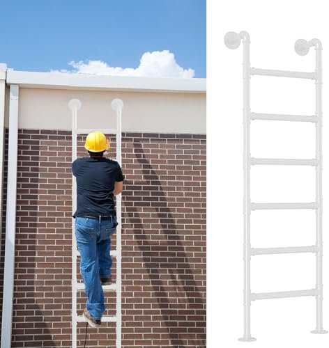Hochbettleiter aus Metall, Wandmontage, 134,6 cm, industrielles Eisenrohr, Etagenbettleiter für Notfälle, drinnen und draußen, Kletterleiter, ideal für Fenster, Brunnen, Deck, Wohnmobil
