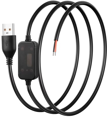 SinLoon DC boost cable 20AWG USB 5V to 12V boost converter, USB2.0 male to bare wire boost cable suitable for cameras, mini speakers, USB fans, etc. - 1M