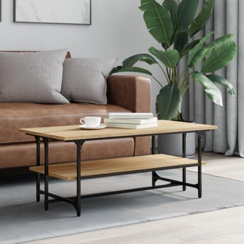 homiuse Couchtisch Beistelltisch Telefontisch Sofatisch Satztisch Coffeetable Couchtisch für Schlafzimmer Sonoma-Eiche Kaffeetisch 100x50x40 cm