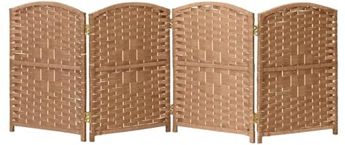 Holzpaneel, Raumteiler, faltbar, Sichtschutz, Trennwand, 4/5/6 Paneele, freistehend, Doppelscharnier, Raumteiler, Hellbraun, 120 x 40 cm, 4 Stück