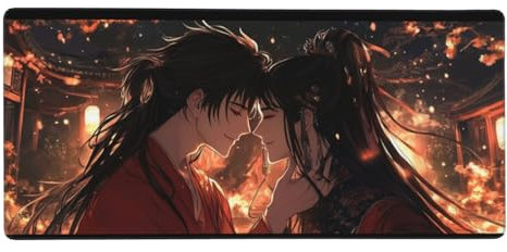 Tapis de Souris XXL 1200 x 600 mm, 120 x 60 cm Grand Tapis de Souris Gamer, Dessin animé Tapis Souris à Bords Cousus, Couple Tapis de Souris Gaming Accessoire et Anti-dérapant Base en Caoutchouc -Y837