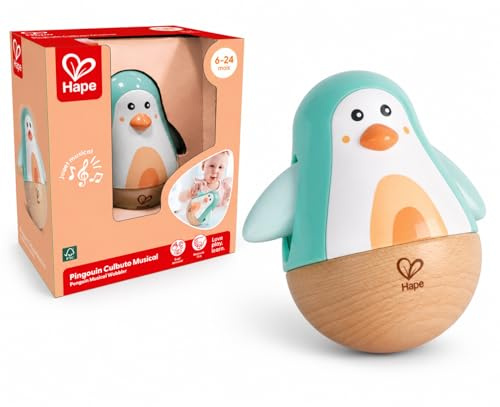 Hape Stehauf-Pinguin Babyspielzeug ab 6 Monaten – Limitierte Auflage – Montessori Motorikspielzeug & sensorisches Lernspielzeug – Wackelspielzeug mit Klangfunktion für Babys & Kleinkinder