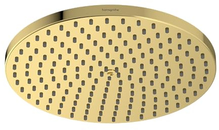 hansgrohe Raindance S - wassersparende Kopfbrause (EcoSmart), Duschbrause (240 mm), Regendusche mit 1 Strahlart für Wand-/Deckenmontage, Brausekopf mit Antikalk-Funktion, Polished Gold Optic, 27624990