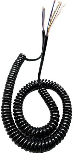 Câble spiralé Enveloppe en polyuréthane， Câble d'alimentation spiralé à ressort 24 AWG, 9 conducteurs, gaine en polyuréthane de 0,2 mm², fil spiralé rétractable, plusieurs longueurs(Stretch 2.5 meter)