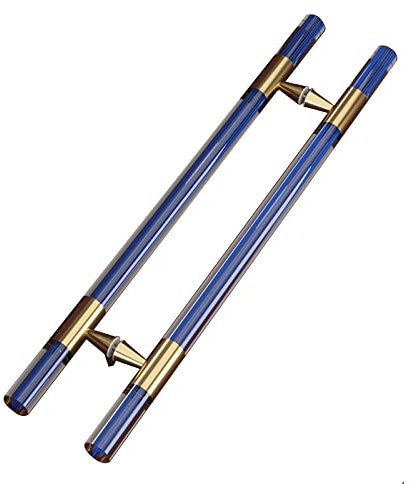 GLETSF Maniglia per Porta Scorrevole in Vetro Alta 23/31/39/47 Pollici, Maniglia A Spinta per Porta Interna Ed Esterna in Acrilico Trasparente Blu A Forma di H, Maniglia per Por-Style3-150cm/59in