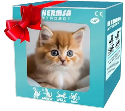 Robot chat, chaton réaliste animé, animal de compagnie électronique avec miaulement et marche pour adultes et divertissement, maison, école
