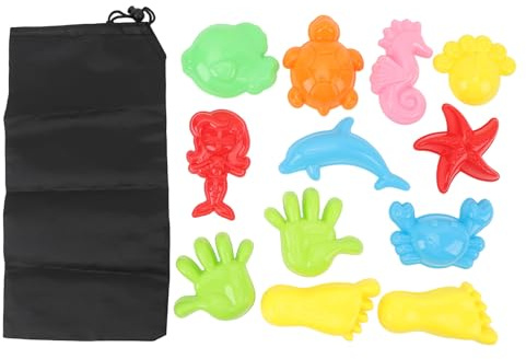 Jenngaoo Ensemble de Moules de Sable, 12 Pcs Moulures de Sable Toys Enfants Sable de Plage Toys Enfants Sand Shaper Toy Fun Sand Tools avec Sac de Rangement pour Enfants Filles Garçons