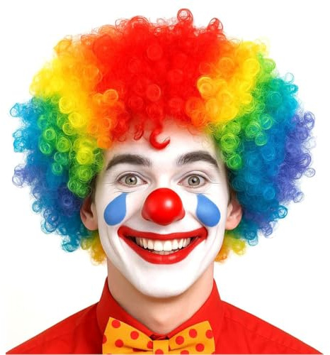 KOQAIIZ Bunte Clown Perücke für Kinder, Clown Lockenperücke, Clown Kostüm Kinder Accessoire, für Ostern, Arty Event, Karnevals Kostüm Cosplay