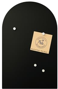 BEHE Metall Magnettafel Modern,40 x 60 cm, MetalBoard Memoboard für alle Magnete, Magnetpinnwand für Notizen & Fotos - Made in Germany (Rundbogen, schwarz)