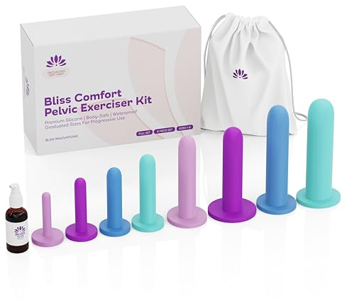 Bliss Innovations Comfort 8-Piece Silicone Wellness Set – Full Progression Kit for Pelvic Floor Support & Flexibility – Soft, Body-Safe – Sizes 1–8 with Elegant Bag + 1.3 oz Glide Bottle – $10 Value
