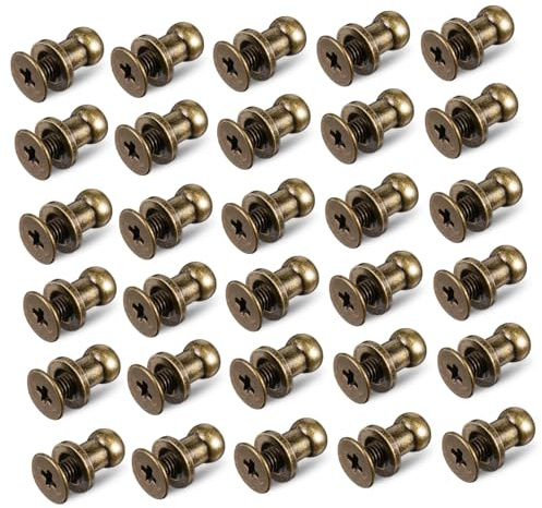 jojofuny 30pezzi Viti Metalliche Color Bronzo Rivetti per Pelle e Adatti per Borse Cinture Jeans e Lavori Artigianali Fai da Te