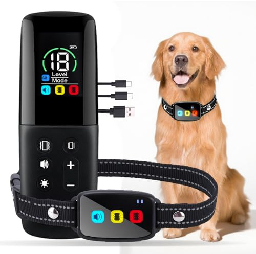 Anti Bark Collars for Dogs with Remote - Adjustable Anti Barking Device for Dogs with Vibration & Beep Modes, Rechargeable IP67 Waterproof Dog Training Collar, 2600ft Range Dog Barking Device (Black)