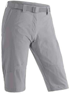 Maier Sports Kluane, Kurze Damen Wanderhose, Wasserabweisende Outdoorhose für Trekking und Hiking, PFC-frei, mSTRETCH pro 4 & Dryprotec, Grau, 46 (W38/L32)