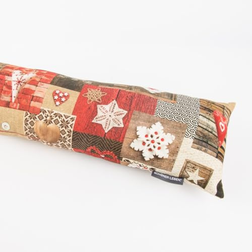 SCHÖNER LEBEN. Zugluftstopper Winter Herzen braun rot div Größen, Auswahl:110cm Länge