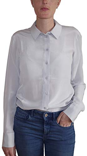 Posh Gear Donna Blusa de Seta Collettoseta 100% Seta, Grigio, S