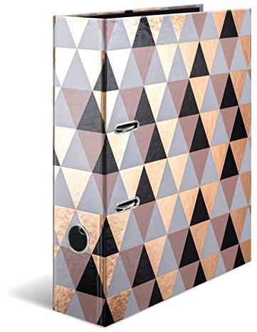 HERMA Ordner A4 Rosa Gold Schwarz, 7 cm breit, Kinder Ringordner mit Edel Muster, bunter Aktenordner mit glänzender Veredelung für Jungen und Mädchen