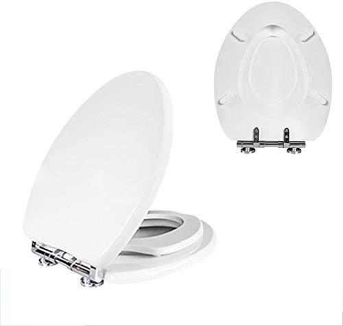 FCS Bathroom Wc-Sitz mit Absenkautomatik Antibakterieller für Erwachsene und Kinder Premium Kinder Familien Toilettendeckel Easy clean Einfache Montage, Softclose, Weiss (Size : Elongated)