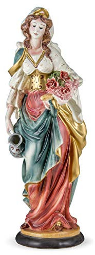 Helios Leuchten Elisabeth von Thüringen Statue Skulptur Figur | handgefertigte handbemalte Keramik | Statue das Rosenwunder