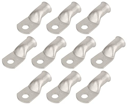 RIOCAN 10pcs 4/0 AWG-3/8(M10) Tinned Copper Ring Terminals Battery Lugs, Heavy Duty Wire Lugs, Battery Cable Connectors