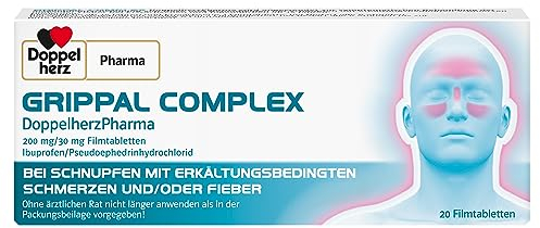 GRIPPAL COMPLEX DoppelherzPharma 200 mg/30 mg Filmtabletten – Bei Schnupfen mit erkältungsbedingten Schmerzen und/oder Fieber – 20 Filmtabletten