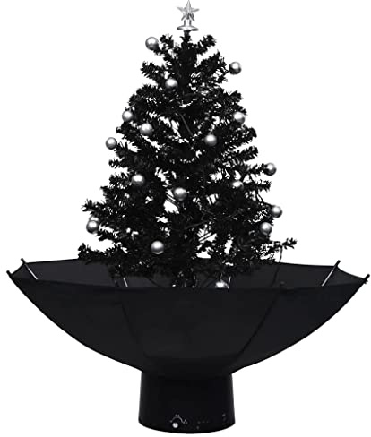 vidaXL Schneiender Weihnachtsbaum mit Schirmfuß Schneefall Künstlich Tannenbaum Christbaum Kunstbaum Dekobaum Weihnachten Dekoration Schwarz 75cm PVC