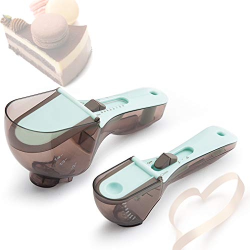 NEWFEIBIN Portátil Juego De Cucharas Medidoras Ajustables Medición Precisa Cucharas Medidoras Ajustables con Escala para Hornear, Cocinar, Café, Azúcar, Sal, Leche