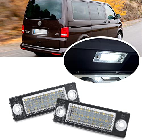 2 x LED Kennzeichenbeleuchtung für VW Caddy MK3 Transporter T5 T6 T6.1 Golf MK5 P/Assat B5 B6 J/etta Touran Skoda Superb 18-SMD 6000K Weiß Canbus LED Tag Lampen